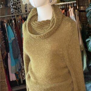 Cozy Alpaca Blend Cowl Neck Women's Sweater - Mustard